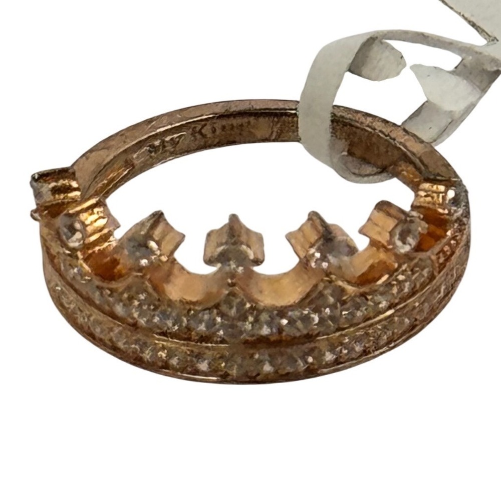 Vancaro Rose Gold Tone Tiara Crown‎ Ring Crystal Pave Princess Style Size 4.75